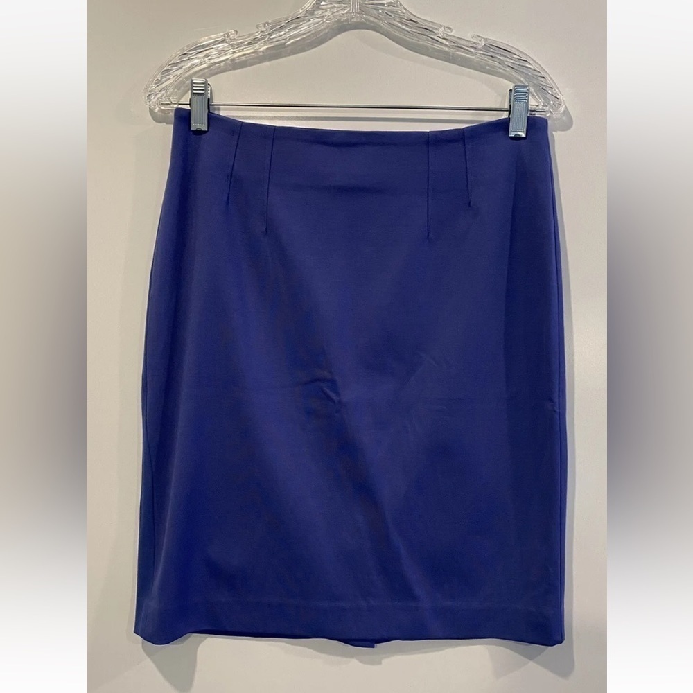 Halogen Blue Ponte Knit Pencil Skirt Womens 8 Back Zip Stretch Career HA254323MI